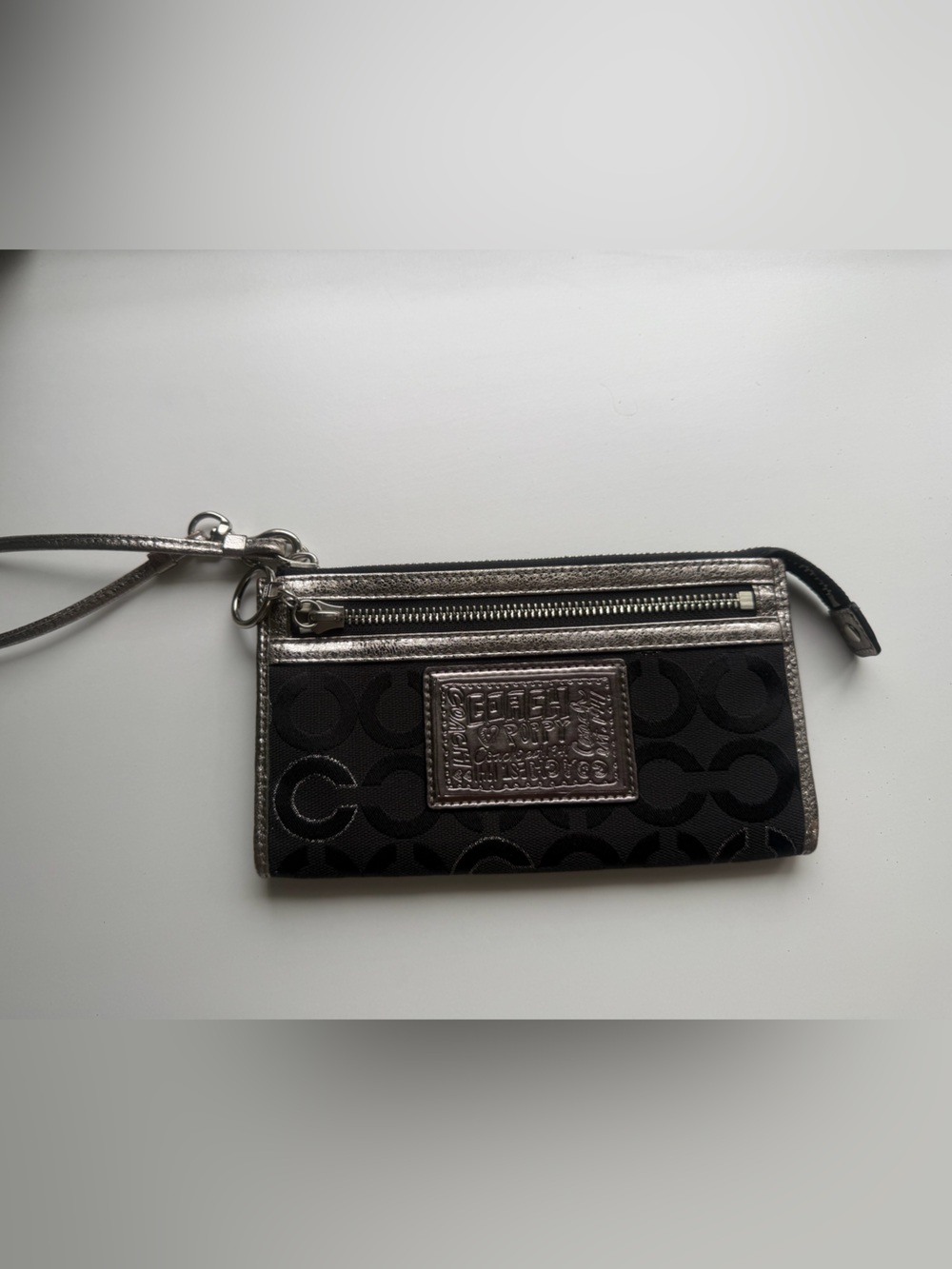 Coach Black poppy wristlet